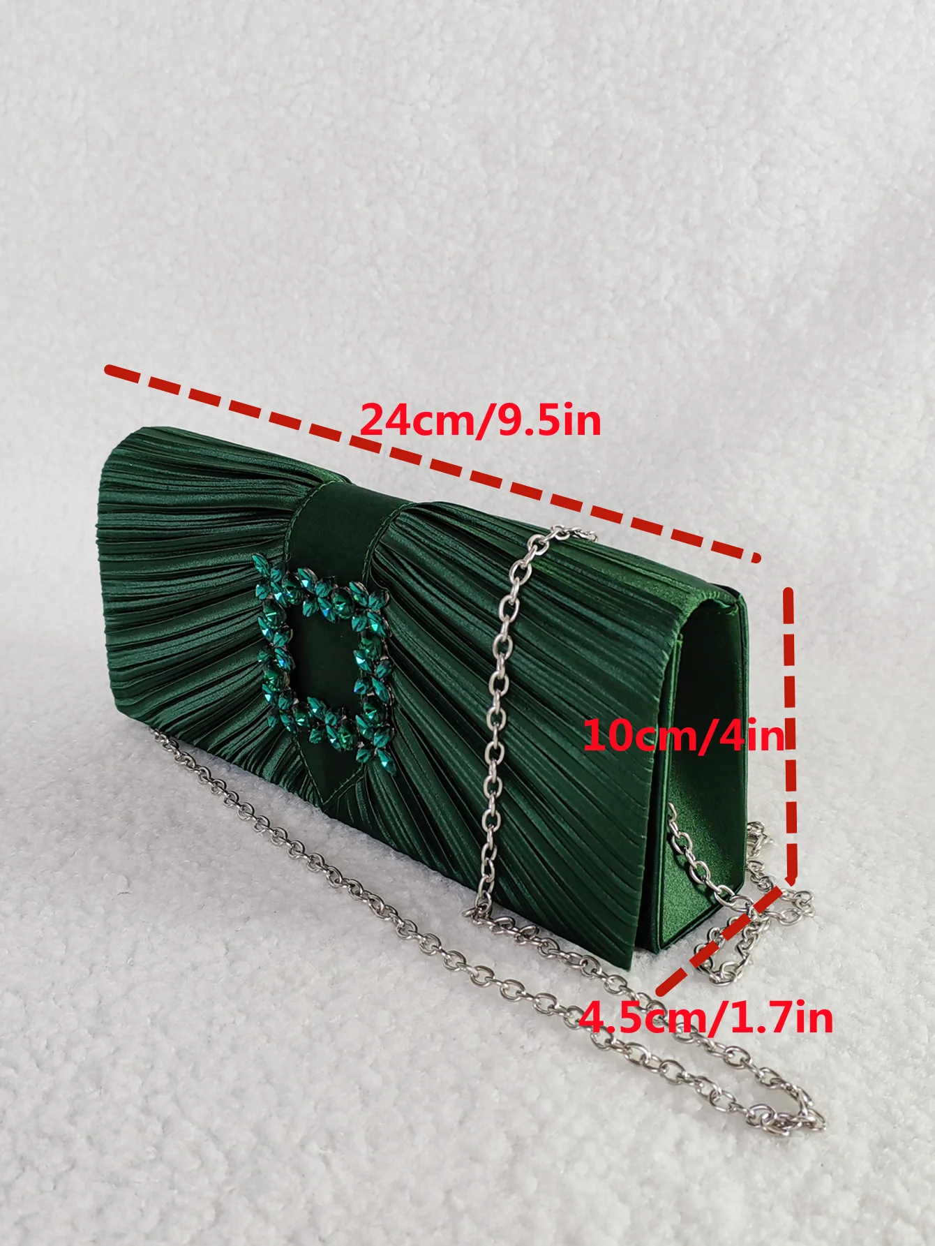 Retro Elegant Blackish Green Crystal Evening Bags Silver Color Chain Shoulder Bag Wedding Party Small Clutches For Women Handbag