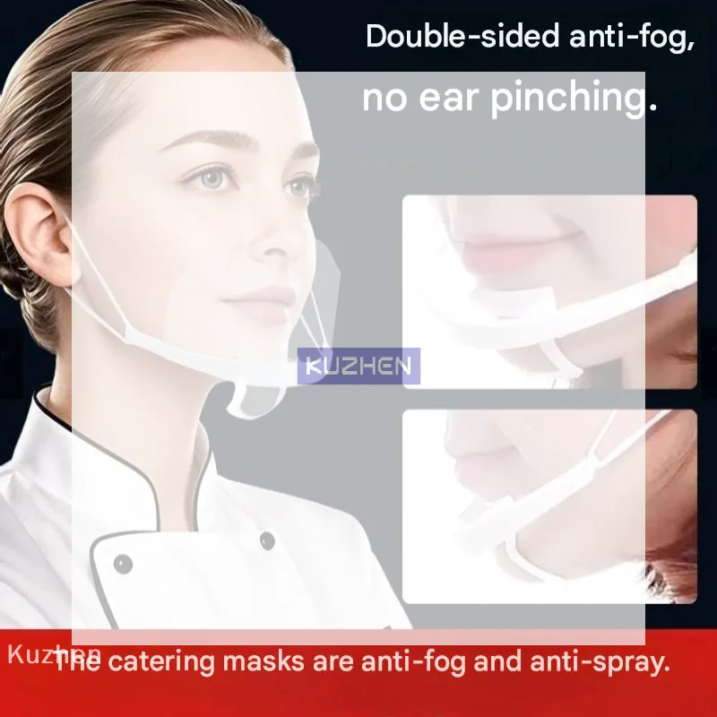 1/3/5/10Pcs Clear Plastic Catering Mask Hotel Beauty Chef Waiter Protective Mask Reusable Visible Splash Proof Mask Mouth Cover