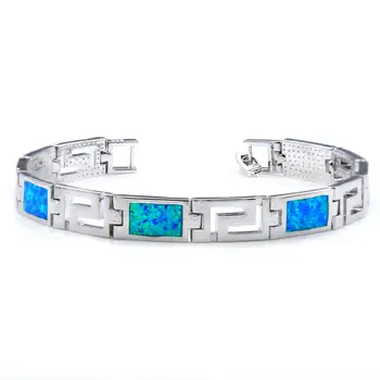 男女皆宜的藍色蛋白石方形鏈條手鍊,可作禮物 10 最佳銷售 藍色蛋白石 - №5