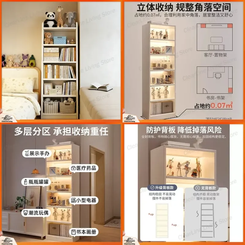 for Strictly Selected Bedside Bookshelf Integrated Wall Floor Storage Cabinet Student Multi Layer Bookcase Bedroom Shelf