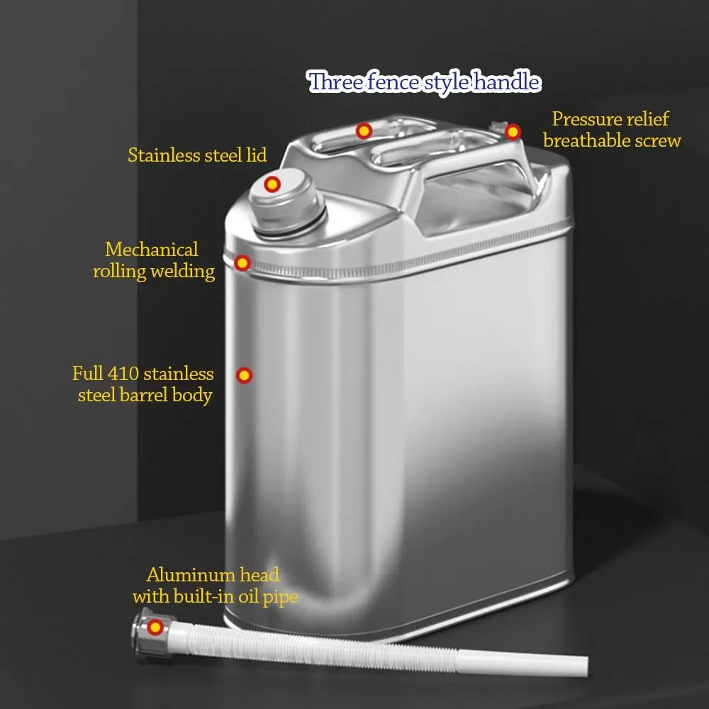 New 5L/10L/20L tank Replacement 410 stainless steel Spare tank thickening Gas Can Camping