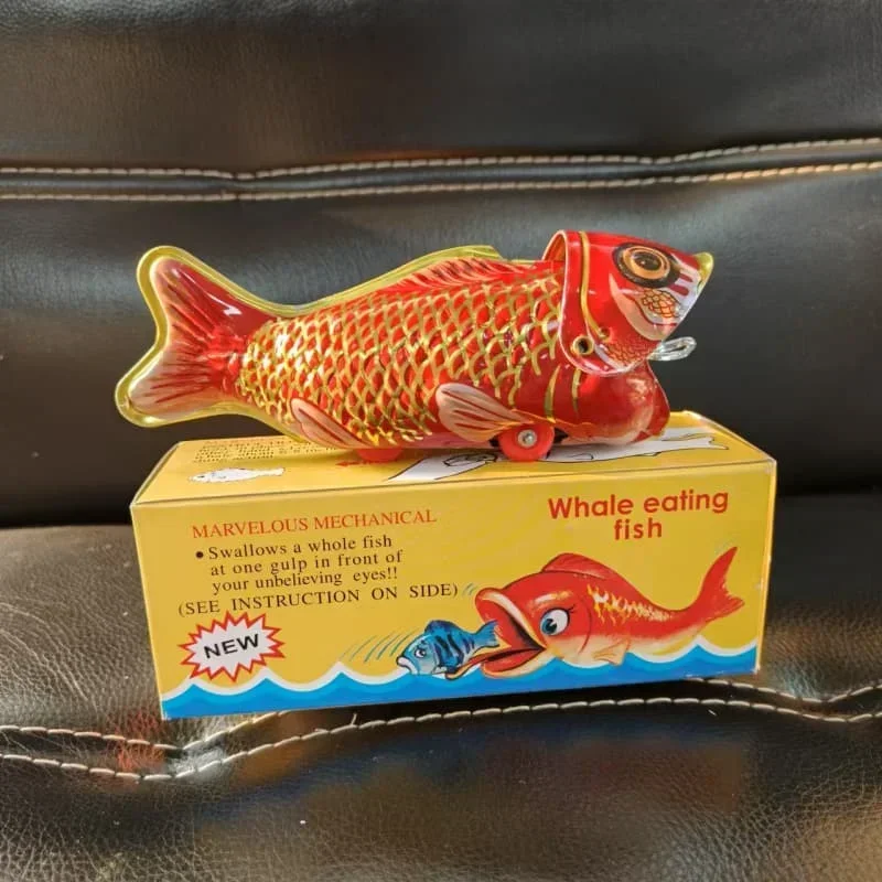 [Grappig] Collectie voor volwassenen Retro opwindspeelgoed Metaalblik walvis eet vis Grote vis eet kleine vis Uurwerk speelgoedfiguur vintage speelgoed