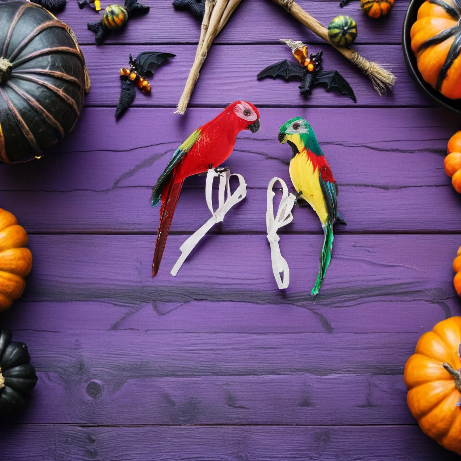 2개입 할로윈 해적 어깨 앵무새 의상 액세서리 사실적인 가벼운 코스프레 파티 소품 어린이 및 성인용