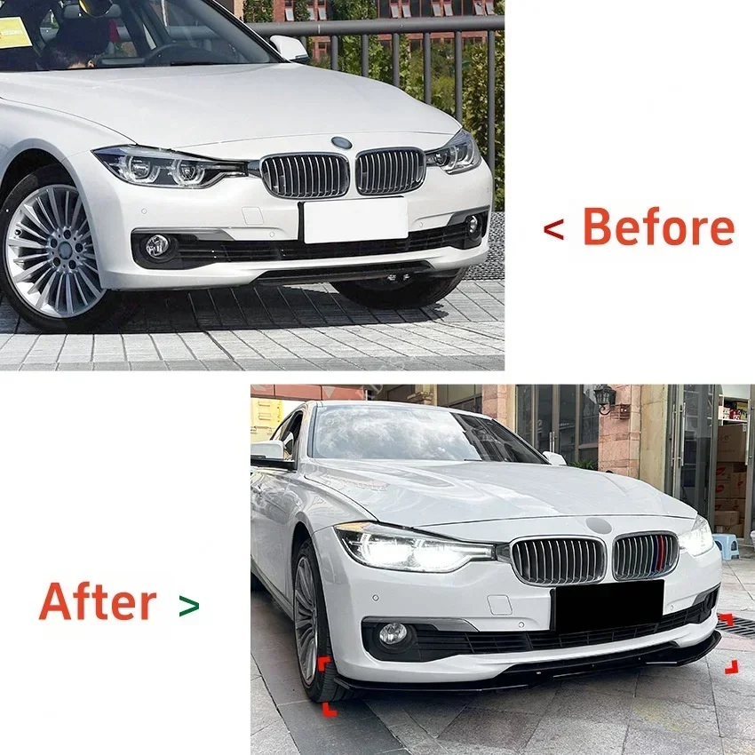 3PCS Front Bumper Mathiator for BMW Body Kit Spomicrophone Splitter Protective Cover Canard Jules BMW 3 Series F30 F31 2013-2019