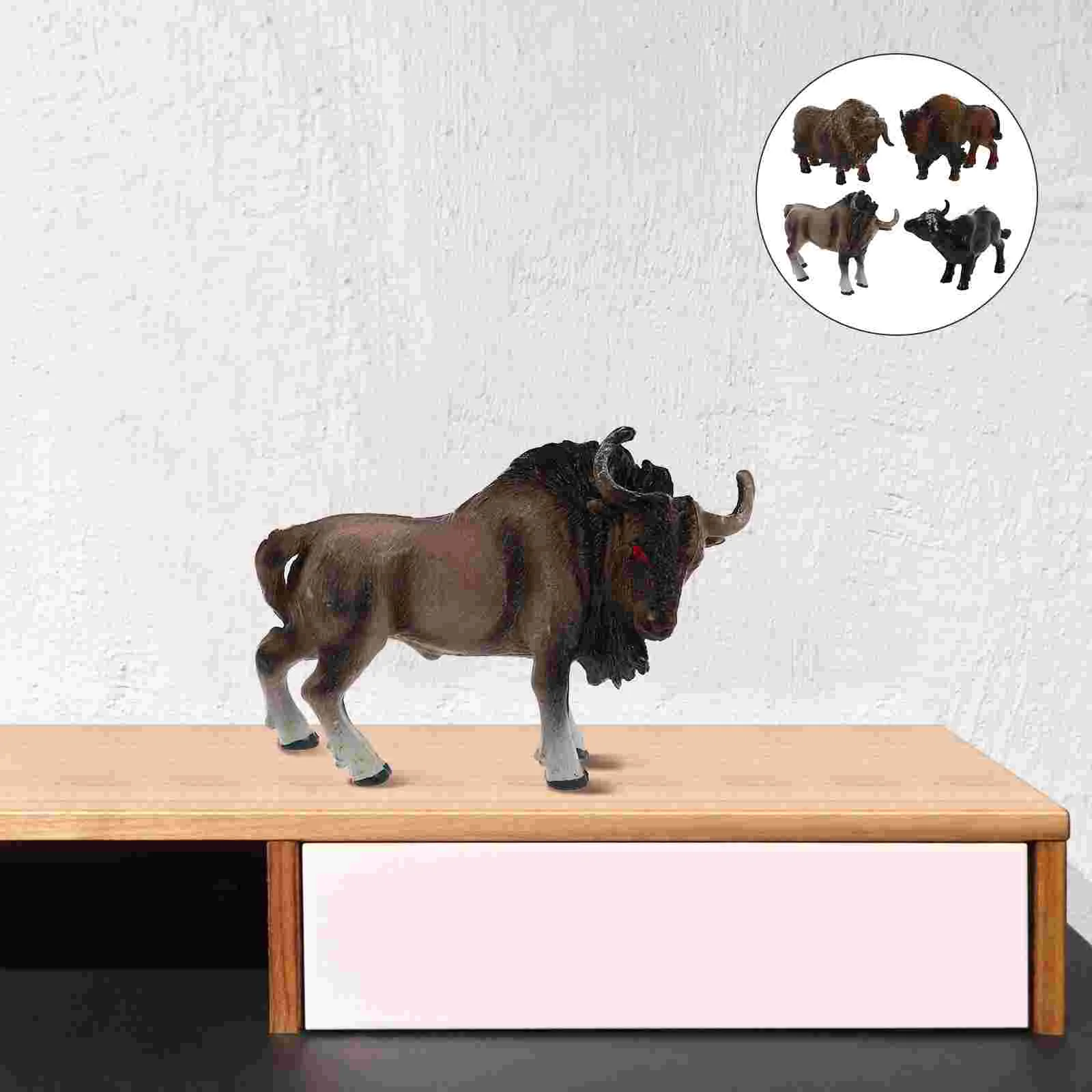 4 Pcs Bullfight Simulation Model Toddler Toy Cattle Plastic Creative Cow Models