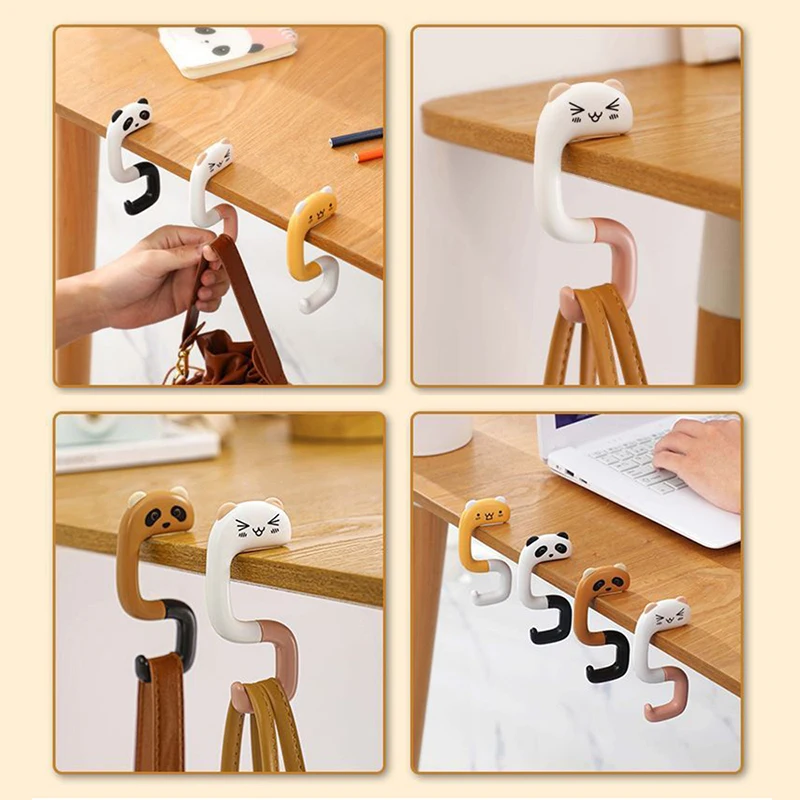 Travel Portable Plastic Bag Cute Animal Hook for Hanging Decorative Table Purse Bag Hooks Wall Hanger Holder Handbag Hanger