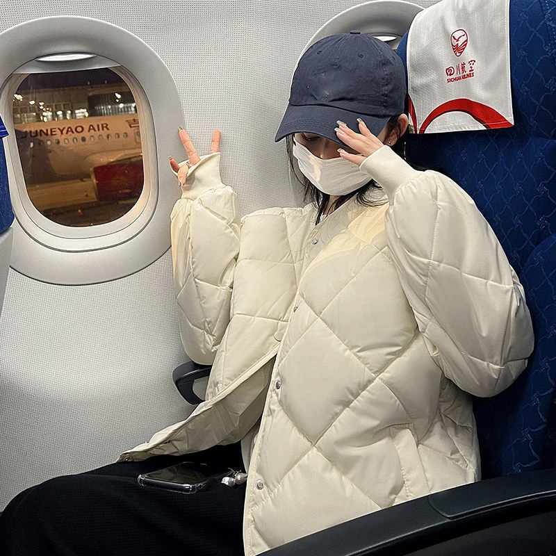 Female Warm Short Parka Women Casual Solid Color Loose Puffer Stand Collar Fashion Autumn Winter Thicken Coat Jackets Outwear