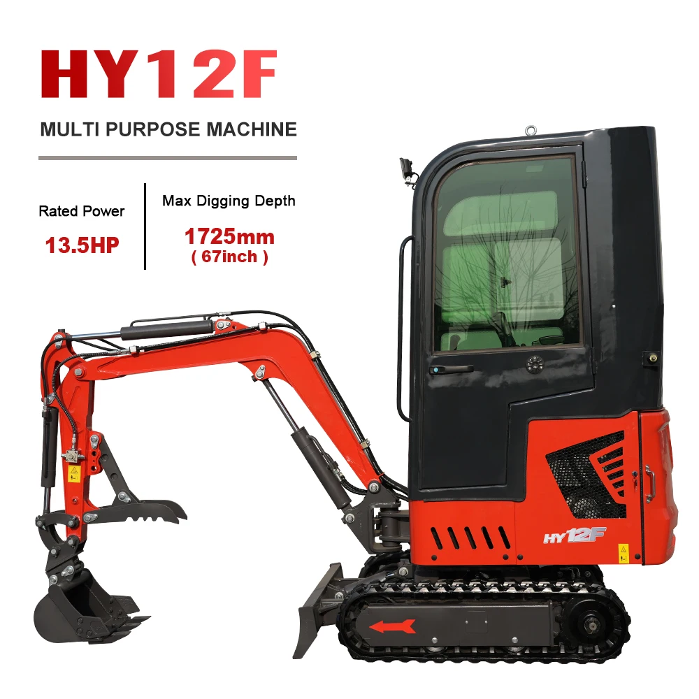 HY12F 건설 시리즈 - 1.2톤 미니 굴삭기는 건설 프로젝트, 정원 및 농장에 이상적인 선택입니다.