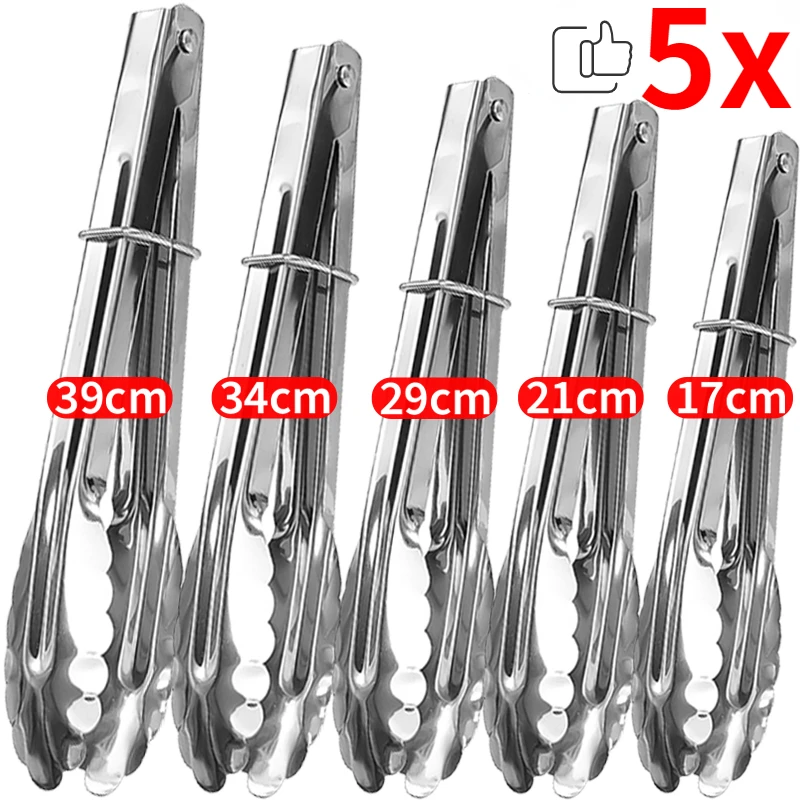 

Stainless Steel Food Tongs Long Fried Barbecue Meat Clips Salad Bread Clamp BBQ Tong 7/9/12/14/16inch Kitchen Cooking Gadgets