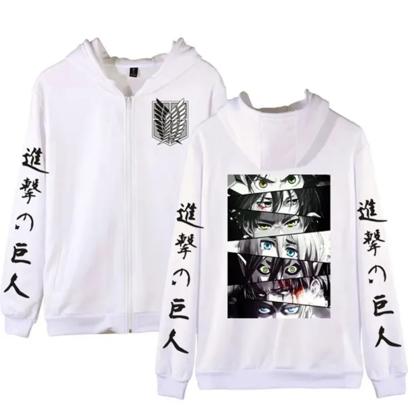 Hot Anime Attack On Titan Zip Up Hoodie Levi And Yeager Eren Print Men Women Clothes Plus Size Sweatshirt Harajuku Zipper Jacket