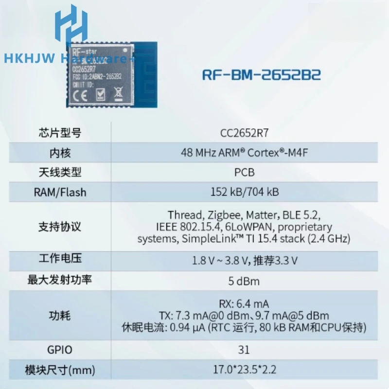 CC2652P/P7 Bluetooth BLE Transceiver Module Matter Thread Wireless ZigBee AD Hoc Networking Module