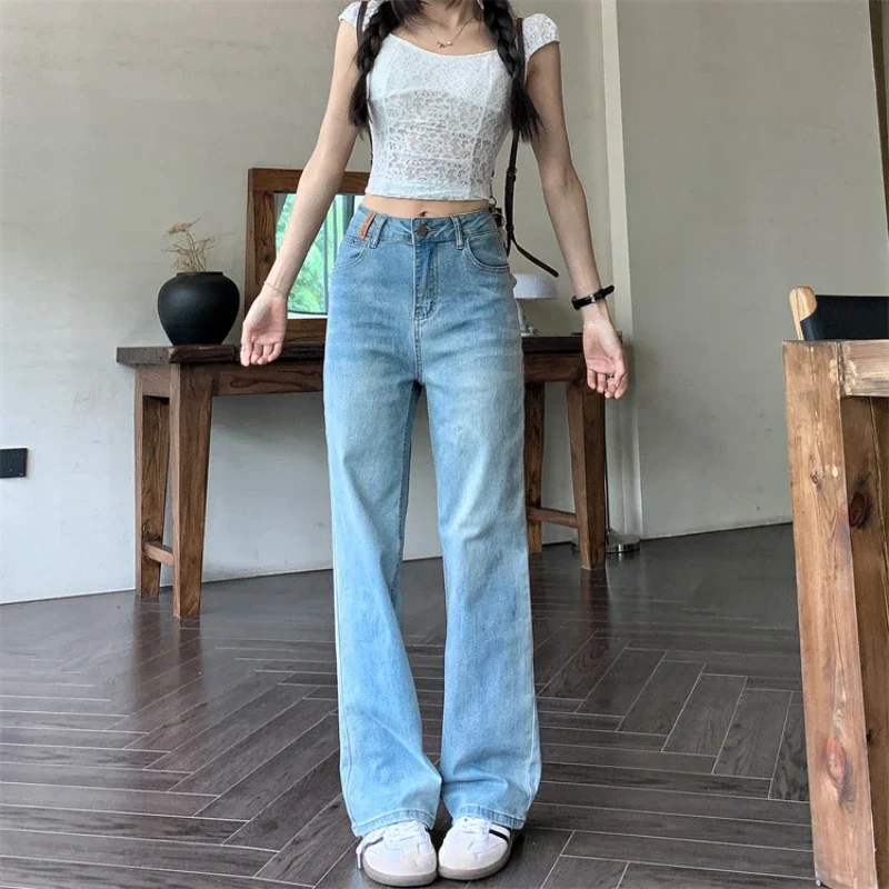 

ZOENOVA Autumn New 2024 Woman's Retro Y2K Versatile Jeans Street Fashion Pantalones Mujer Elegant Loose Straight Denim Trousers