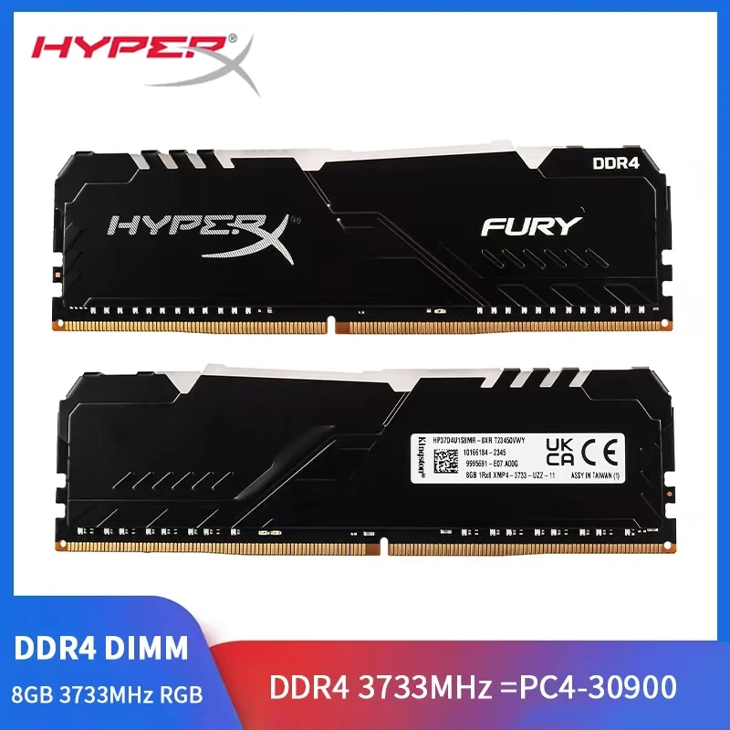 HyperX Fury Memoria RAM DDR4 RGB 8GB 3733MHz Gaming Desktop Memory PC4-30900 288Pin DIMM DDR4 RAM RGB