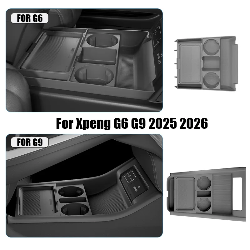 

For Xpeng G6 G9 2025 2026 Edition Center Console silicone Storage Box Car Central Lower Layer Tray Divider Organizer