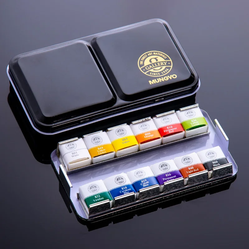 Korea Ally Solid Watercolor 12/24/48 Color Artist Professional Sketch Set Embossing Powder for Card Making Authentic