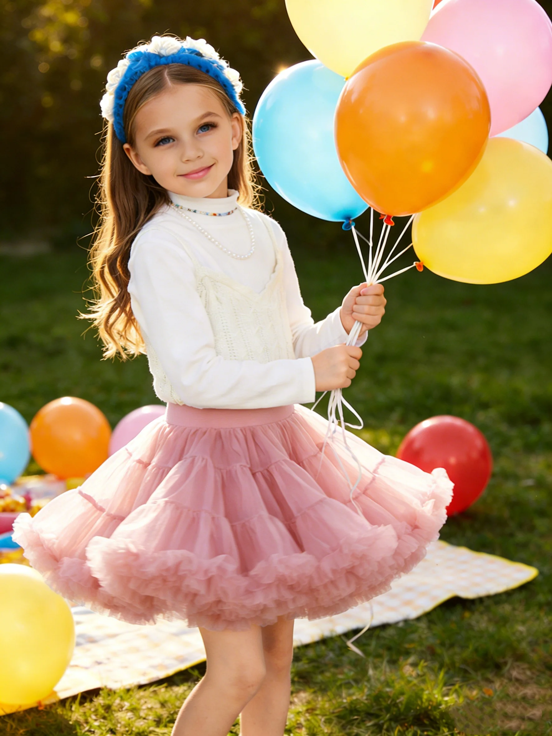 New Fashionable Girls' Tutu Skirt, Solid Color Multi-Layered Mesh Skirt, Comfortable and Breathable Lining, Elegant and Cute, Suitable for Daily Outings, Holiday Parties, and Special Occasions