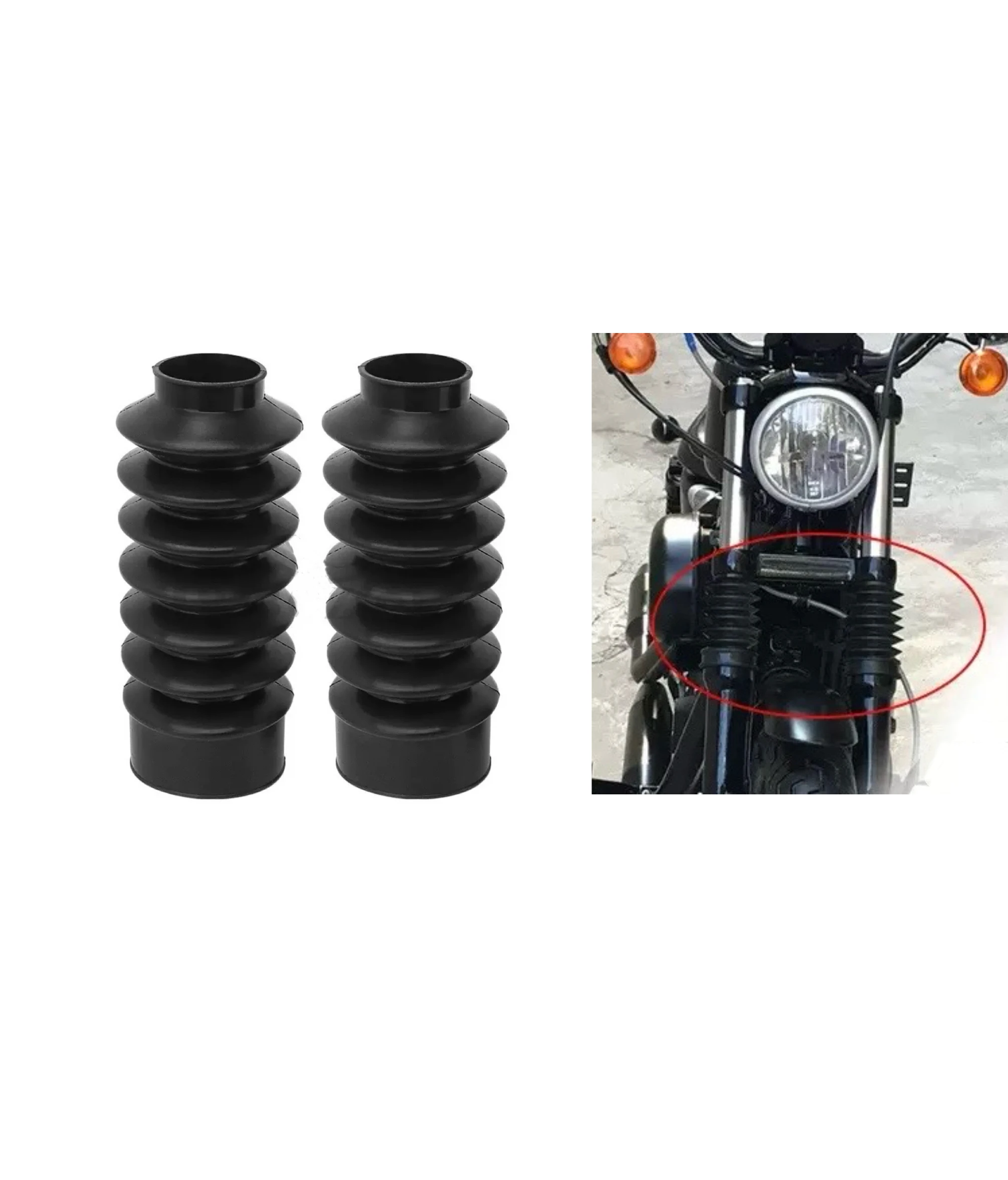 39mm Motorcycle Rubber Front Long Fork Boots Gators Covers Protection For Harley Dyna FXD Sportster XL883 XL1200