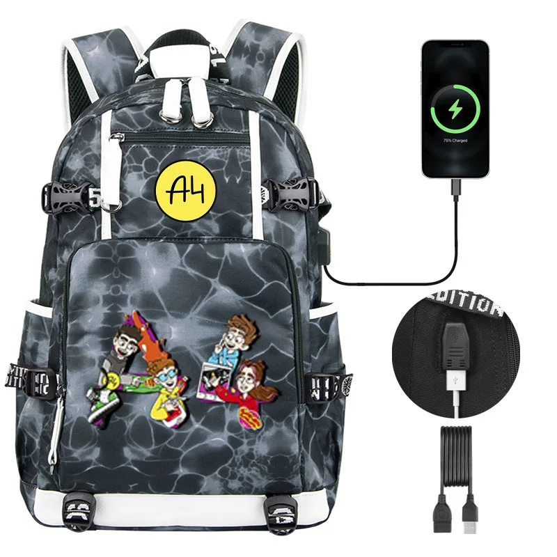 A4 TEAM Print Children Backpack Large capacity Влад Бумага a4 Boy Girl School bag Bookbag Teenage Kids USB Laptop Shoulder Bag