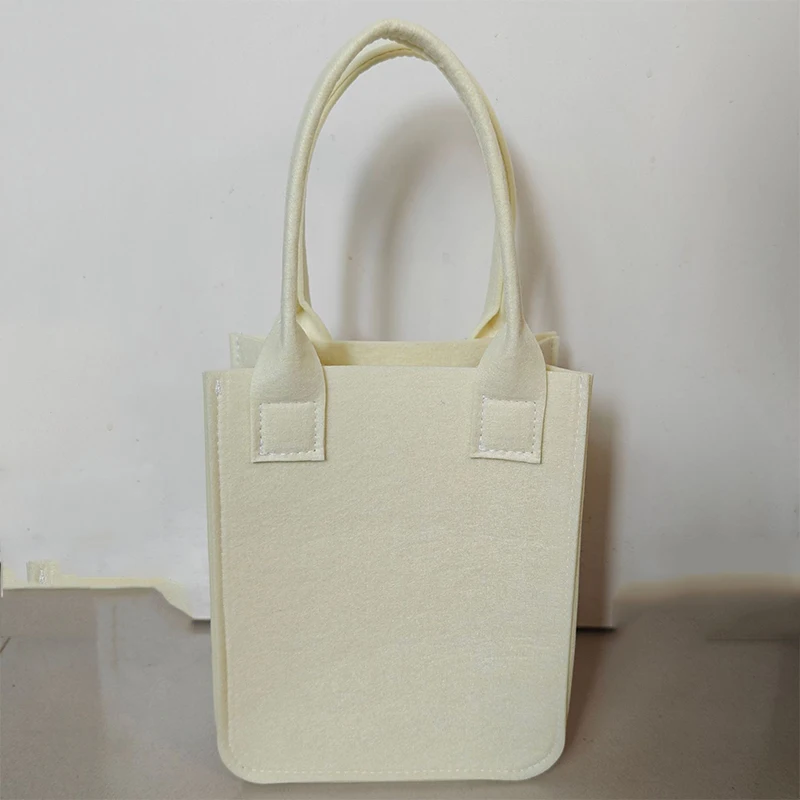 

Customized Logo Daily Use Colorblock Felt Tote Handbag New Felt Cloth Shopping Bag With Handle Organizer Gift Bag For Women