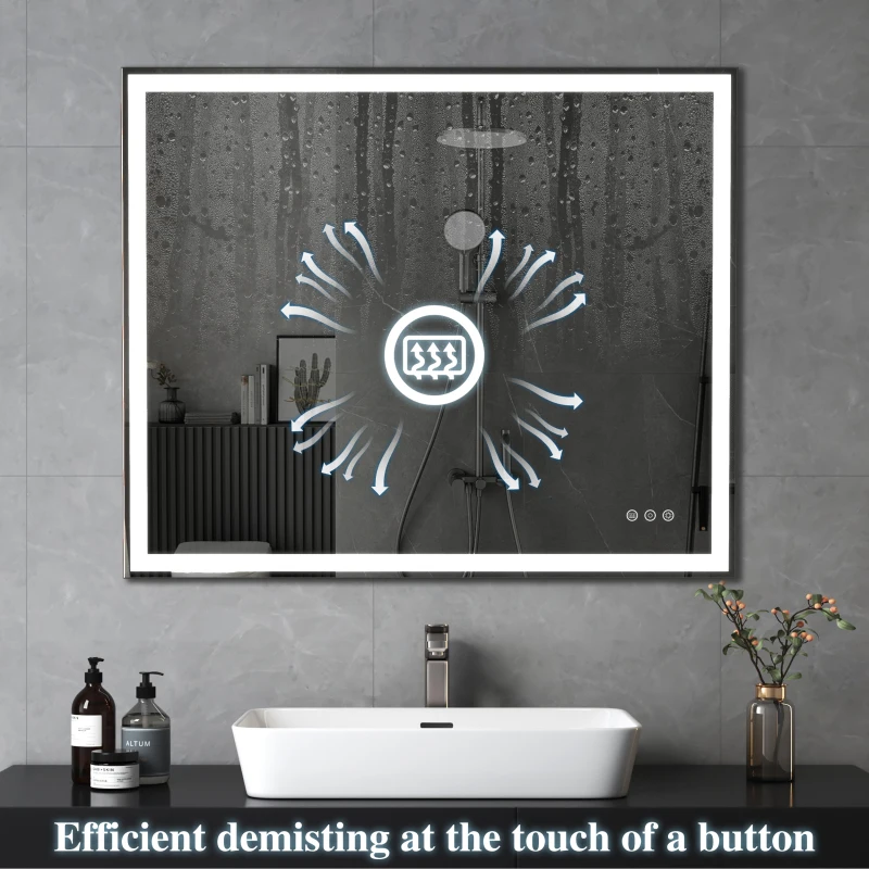 

Anti Anti fog Bathroom Button Design Fog Led Light Mirror Use 30x36 inch LED Bathroom Vanity Mirror Wall Mounted Adjustable Whit