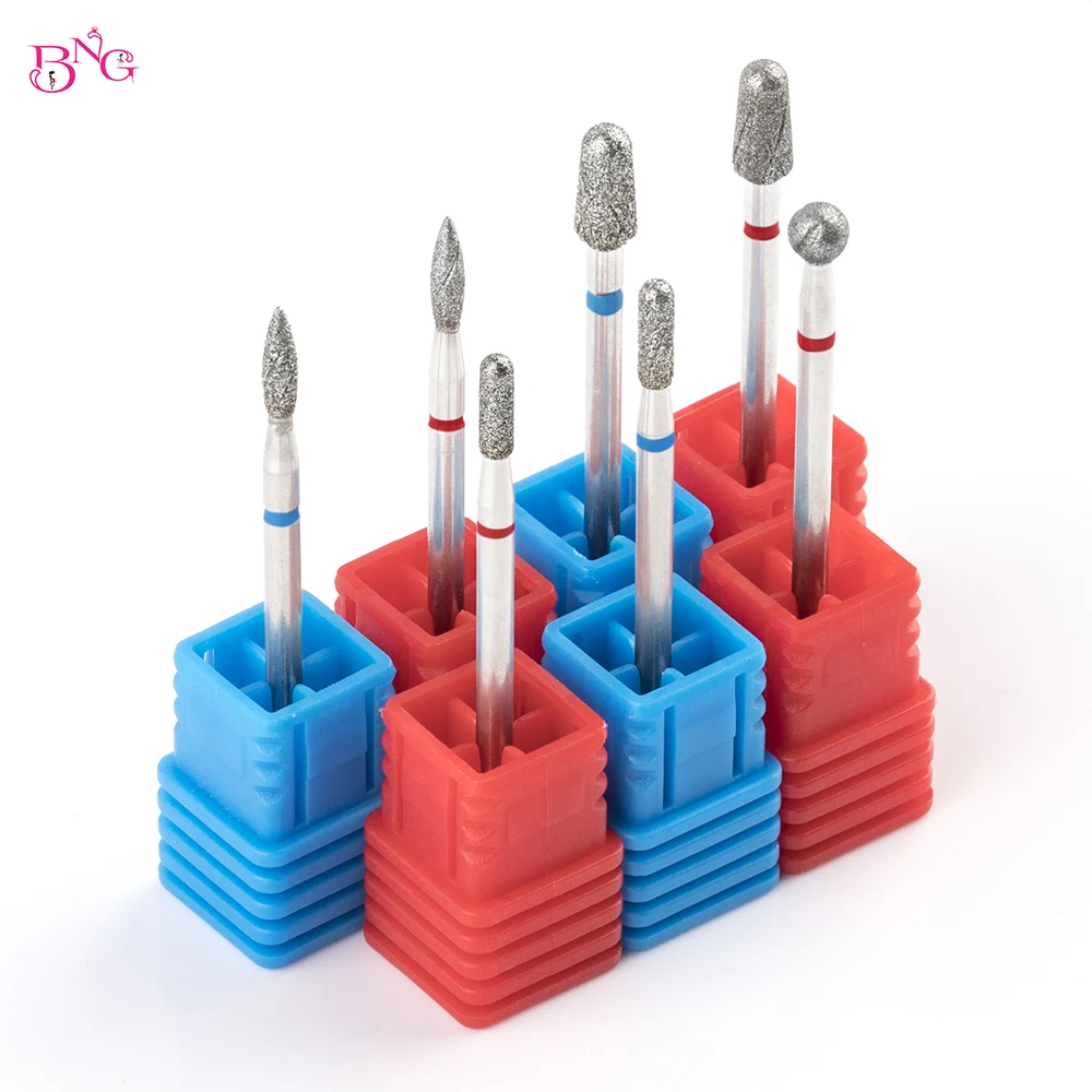 BNG 5pcs/set E-File Nail Drill Bit for Manicure Russian Electric File Bits with Cooling Grooves Diamond Flame Tips Cuticle Bits