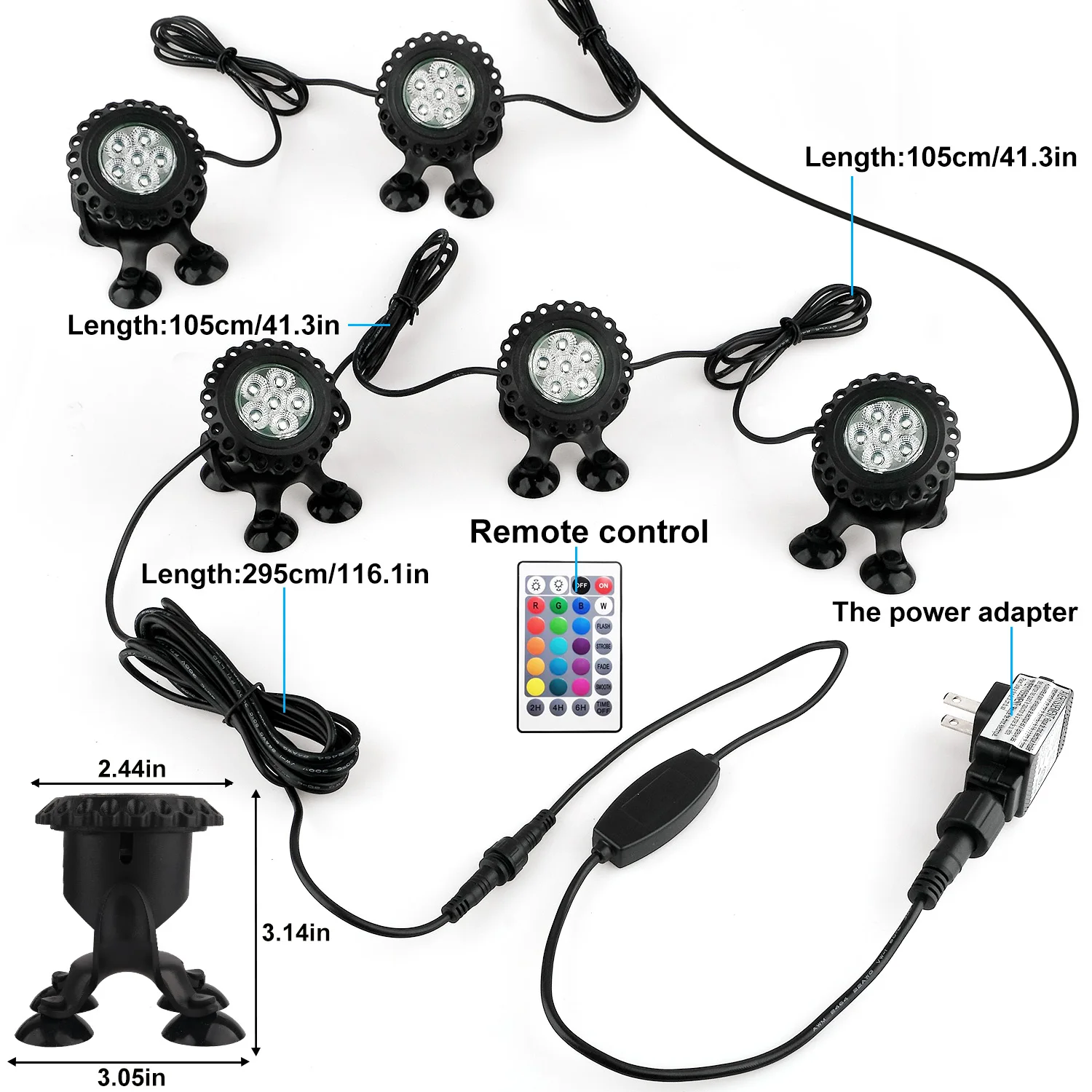 3/4/5/6 أضواء LED مقاوم للماء IP68 نافورة تحت الماء بركة بقعة ضوء أضواء المناظر الطبيعية للحديقة مع جهاز التحكم عن بعد