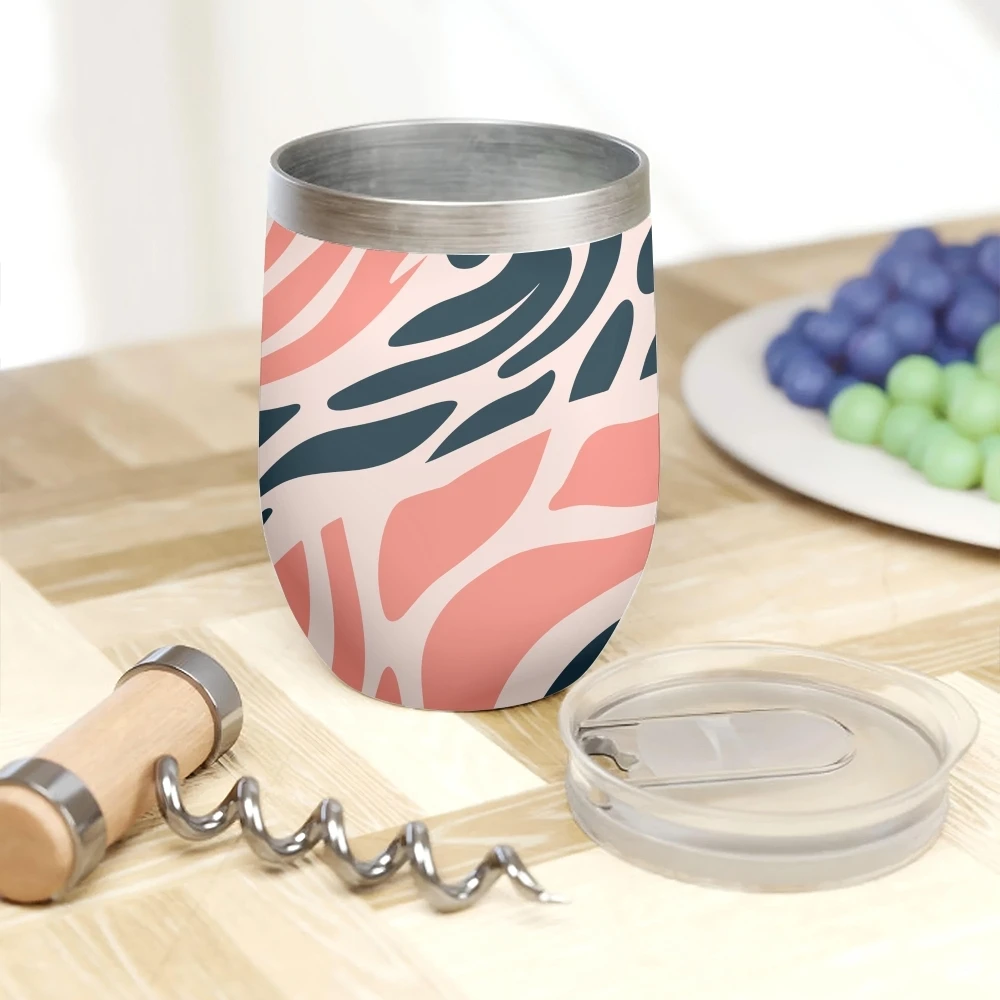 Color Zebra Stripes Vacuum Flasks 12oz Insulated Wine Tumbler Vacuum Coffee Mug Egg Shape Thermos Cup