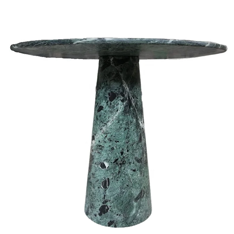

Factory OEM Wholesale Small Contemporary End Tables Green Marble End Side Table with Nature Stone Base
