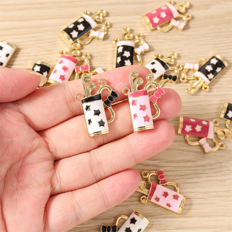 10 Stück Niedliche Emaille-Sport-Golfschläger-Taschenanhänger für Schmuckherstellung, Ohrringe, Halsketten, Schlüsselanhänger, DIY-Bastelzubehör – Detail 11