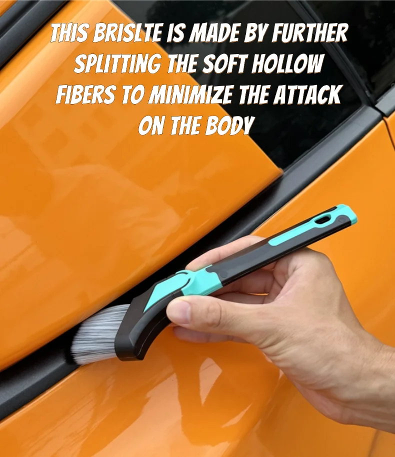 Lucullan Ultra Weiche Auto-Detailing-Bürste mit Rutschfestem Griff, Auto-Spalten-Reinigungsbürste für Innenräume und Räder – Detail 4
