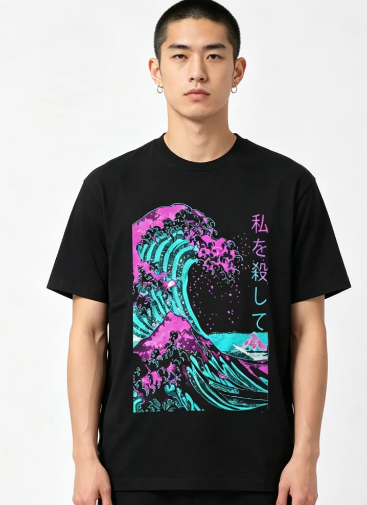 Japanese Shirt Vintage Men Women T Shirt Tshirt Sayings Art Aesthetic Graphic Tumblr Japan Guy Artsy Grunge Ocean Kanagawa
