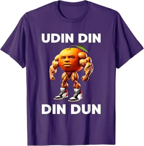 Udin Din Din Dun الإيطالية Brainrot Meme Udindindun برتقالي تي شيرت الرجال الموضة الرجل اللياقة البدنية الساخرة قائلا المحملة الجدة هدية