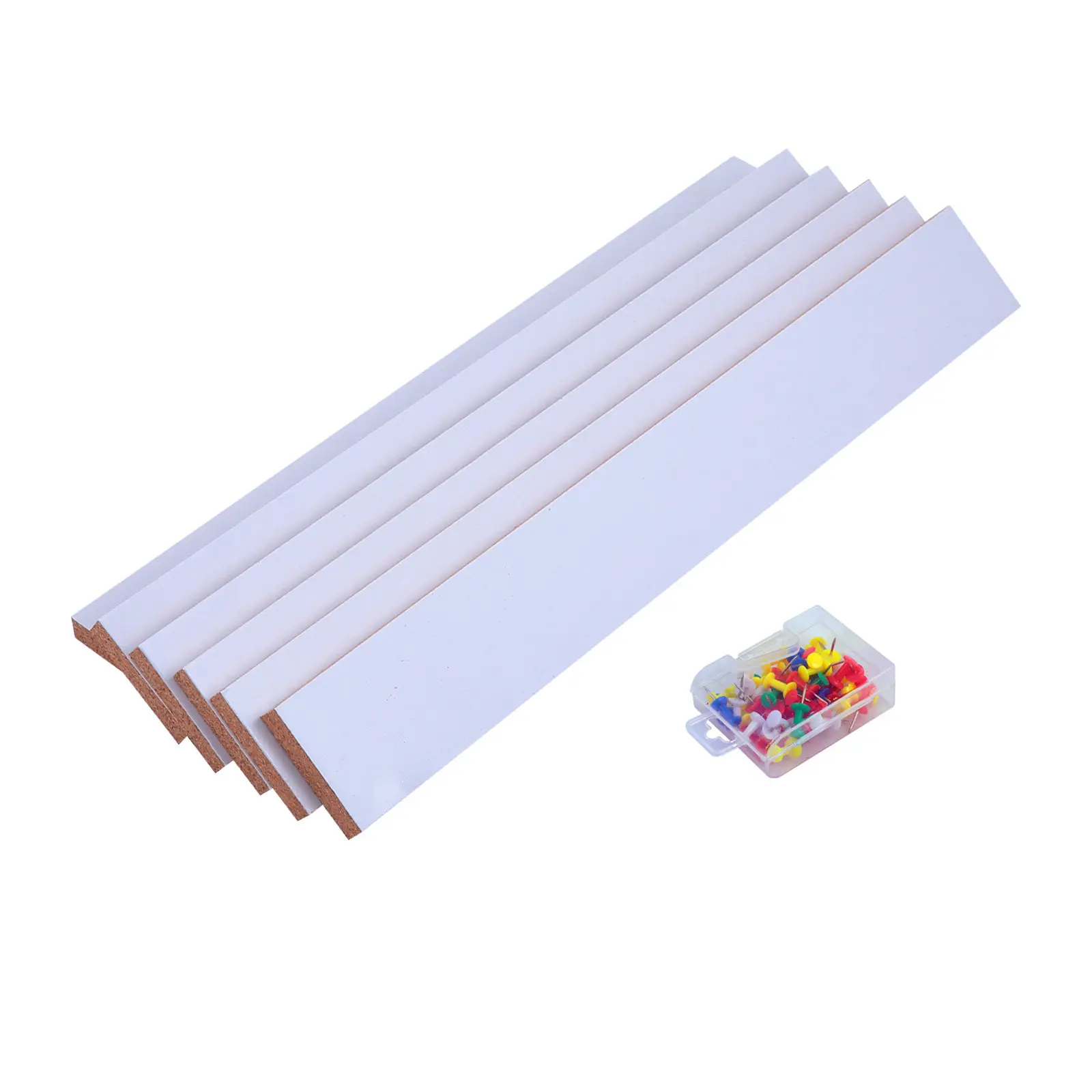 

1Set Cork Board Strips with Pushpins Creative Cork Bulletin Bars for Home Office Photo Wall Menu Display Learning Supply Kit