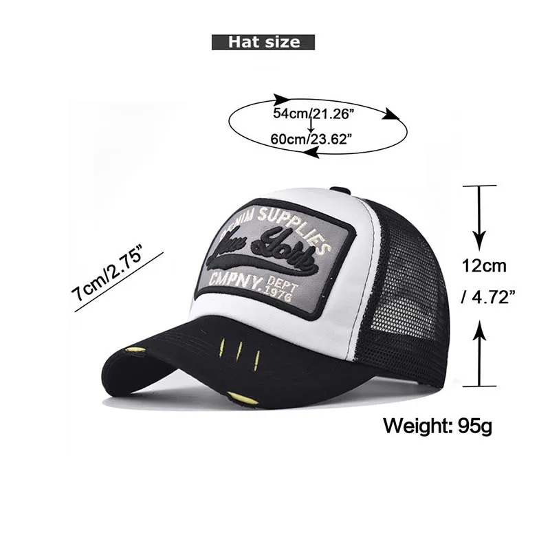 Hot sale Fashion 3D Embroidered Duck Tongue Hat New York Embroidered Baseball Hat Mesh Breathable Sunshade Truck Driver Hat