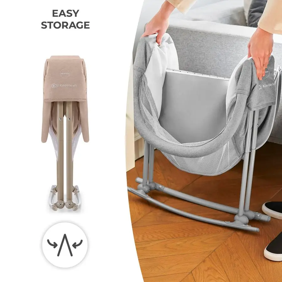 سرير سفر LOVI للأطفال، سرير أطفال محمول قابل للطي مع ناموسية مدمجة، غطاء رأس قابل للتعديل وممتع إضافي