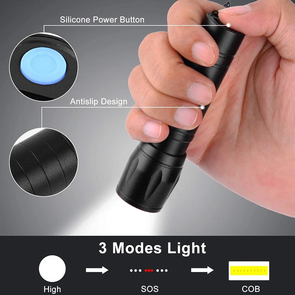 Mini Led Flashlight COB Usb Rechargeable Pocket Torch Built-in 14500 Battery Ligt IPX4 Waterproof Lampe