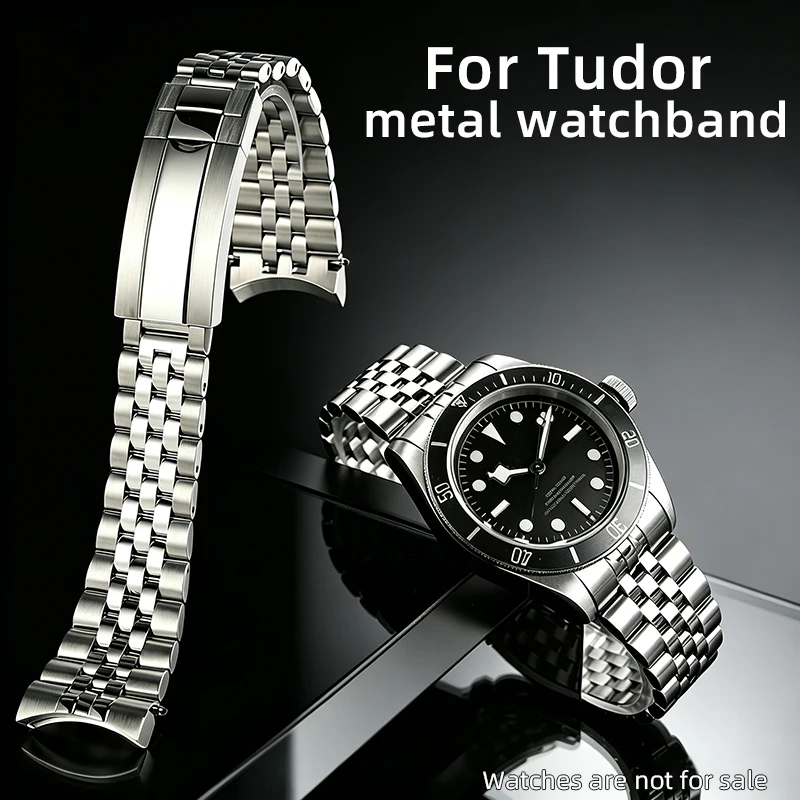20mm 21mm 22mm Jubilee Watchband For TUDOR Black Bay Watch Stainless Steel Men Solid Curved end wristband Replace accessores