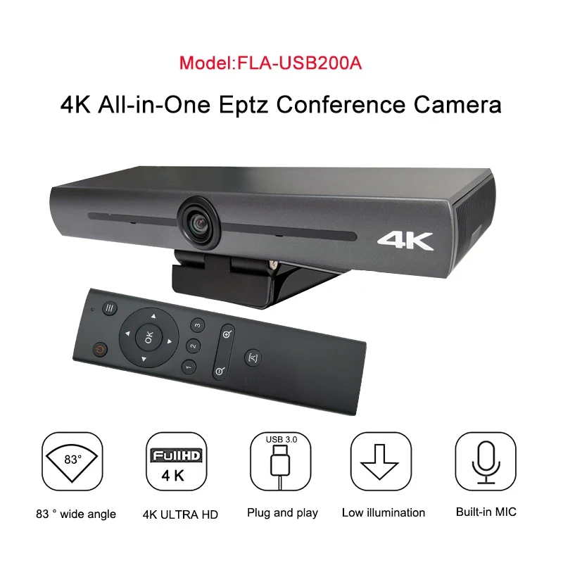 

Wide Angle 83 Degree Ultra HD 4K ePTZ camera USB3.0 output Plug and play video conferencing camera