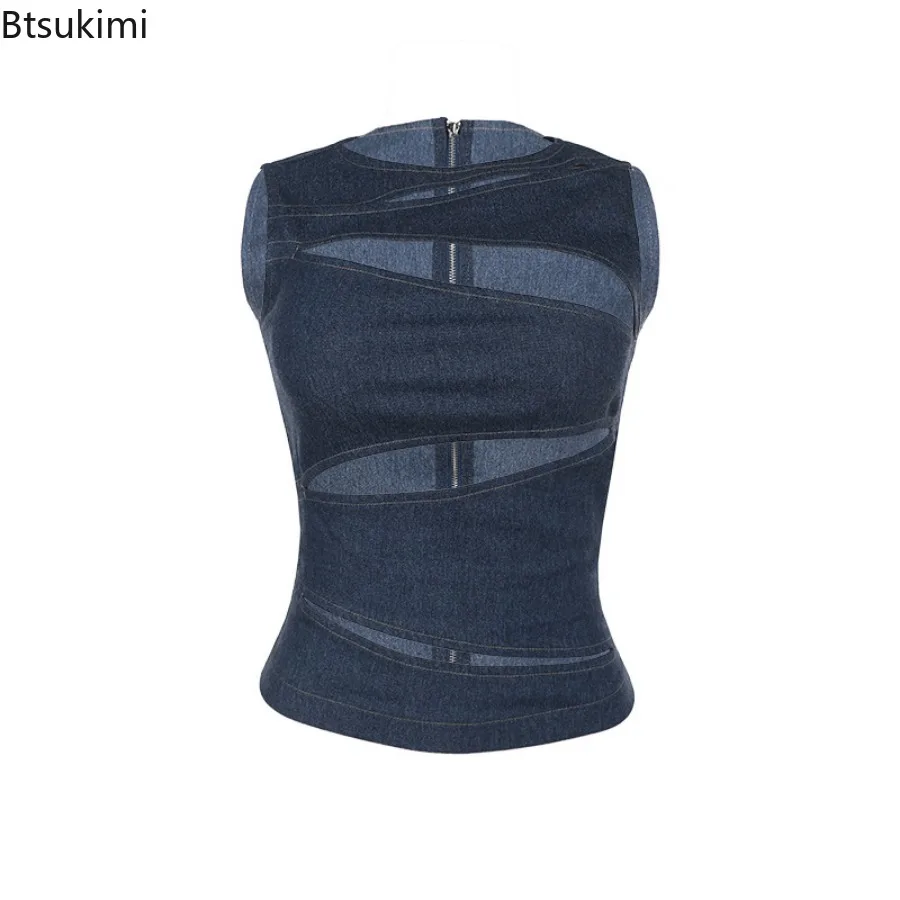 2025 Women's Vintage Tank Top Sleeveless O-neck Summer Hollow Out Slim Vest Tops Fashion Sexy Streetwear Hipsters Women Crop Top