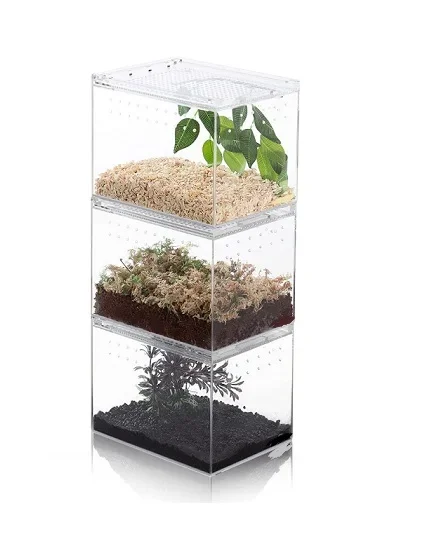 Magnetic Acrylic Case,Enclosure Reptile Breeding Box Terrarium Cage For Tarantula Scorpion Sling Isopods Lizards Roach