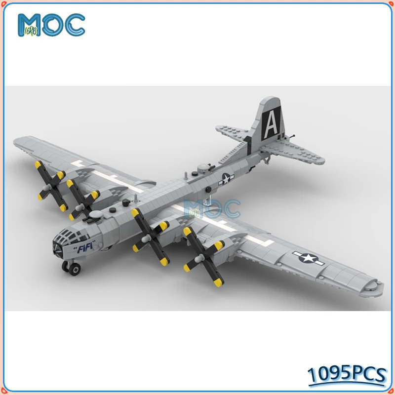 

MOC Building Blocks Military 1:72 Scale B-29 Battleship Bricks DIY Assembly Transportation Creative Educational Toy Gift 1095PCS