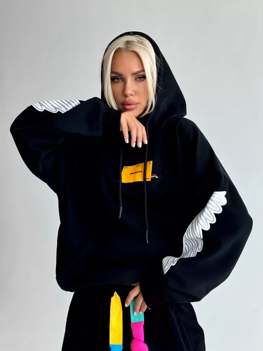 Autumn and Winter American Street Fashion Heavy Industry Printed Hoodie Versatile Personalized Casual Trendy Brand Top