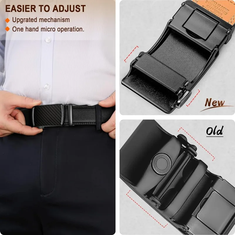 Cinto masculino de couro genuíno com fivela automática, cinto durável e elegante para uso formal, presente perfeito para o dia dos pais