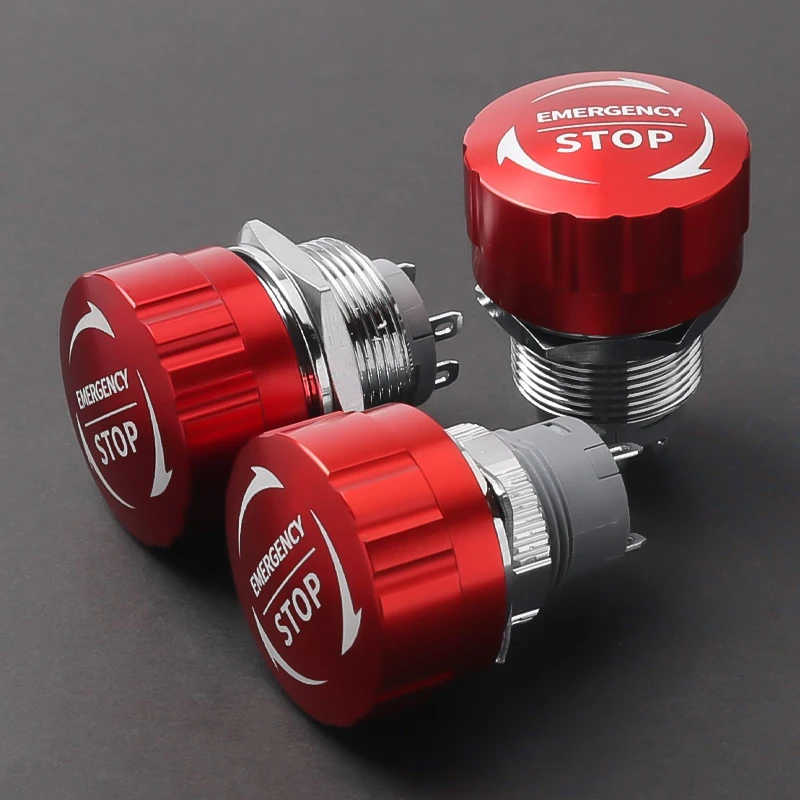 Mantar kafa Metal acil Stop anahtarı 16mm/19mm/22mm 1NO1NC 4Pins Ultra kısa stil su geçirmez güç acil Stop anahtarı