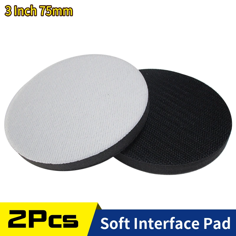 Cushion Buffer Pad 2 Pcs 3 Inch 75MM Hook and Loop Sponge Soft Interface Pad Power Tools Accessories, Protection Foam Layer Pad