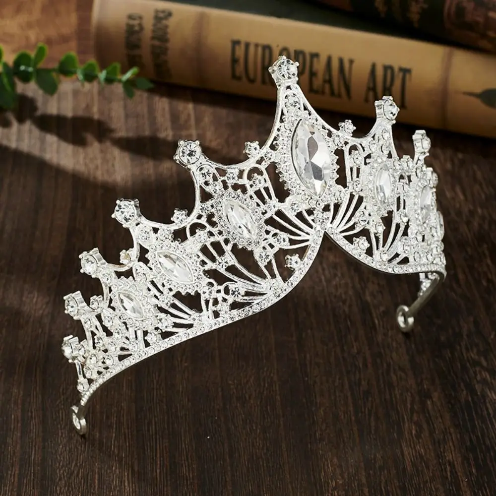 Luxury Shiny Baroque Crown Metal Multicolor Princess Tiara Bridal Hair Tiara Headwear Rhinestone Crown Dress Accessories