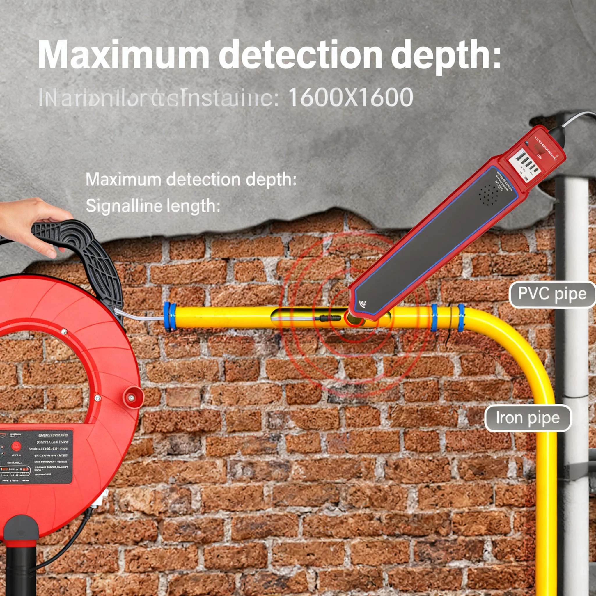 كاشف وتحديد موقع خطوط الأنابيب الذكية - جهاز استقبال 512 هرتز، تحديد موقع دقيق، مبيت ABS، أنابيب قابلة للكشف لفحص الأنابيب #5