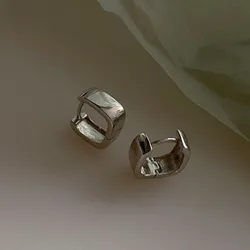 2023 New Simple Square Silver Plated Hoop Earrings For Women Korean Fashion Ring Earrings Jewelry Accessories