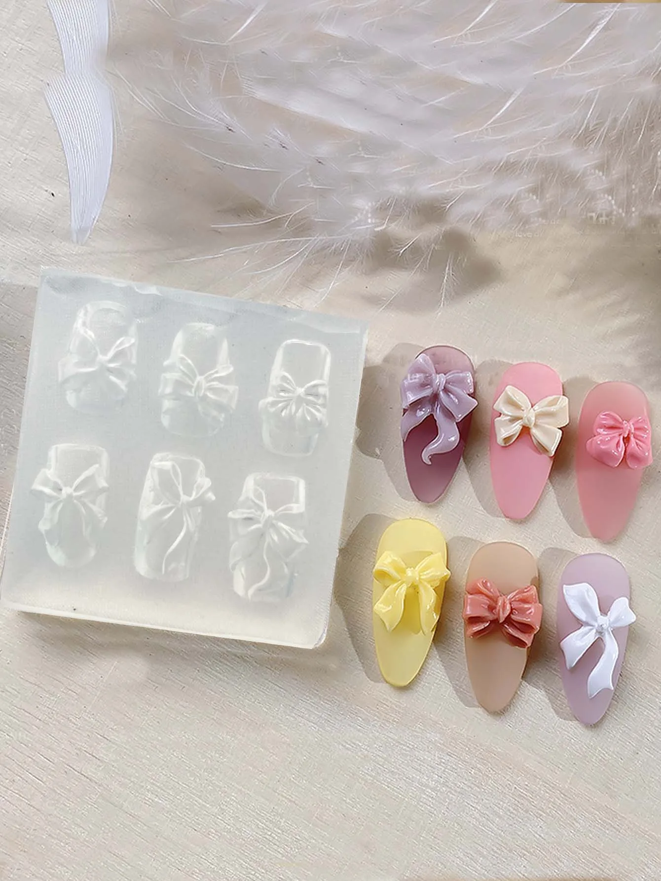 1PC Silicone Carving Mold 3D Bow Bowknot Shaped Mold Stamping Stencils UV Gel Polish Art Mould