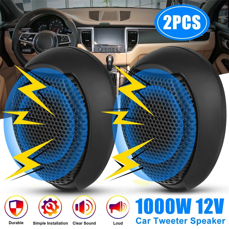 1 Pair Of 1000w Universal Car Dome Tweeter Waterproof Super Power High Noise Reduction Hifi-level Audio High Frequency Speaker